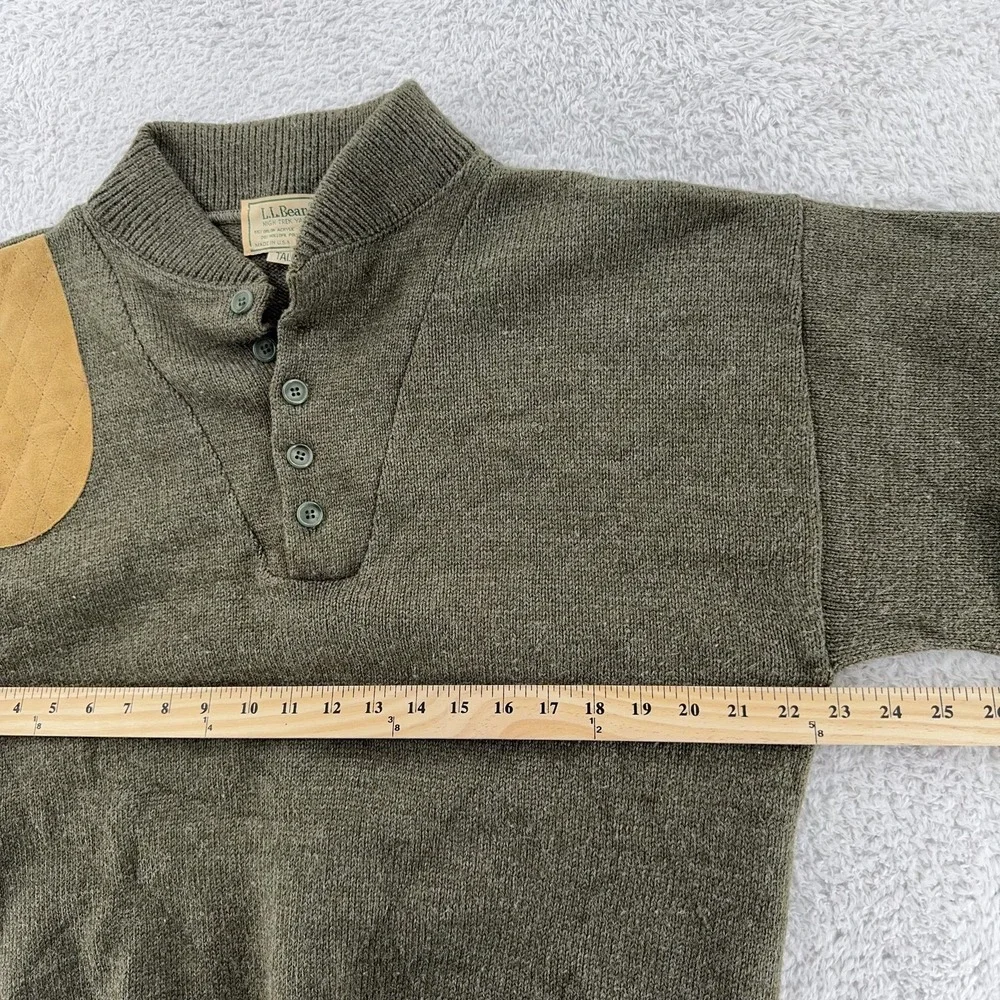 Vintage‎ LL Bean High Trek Sweater Mens Large Green Wool Blend Pullover USA 90s
